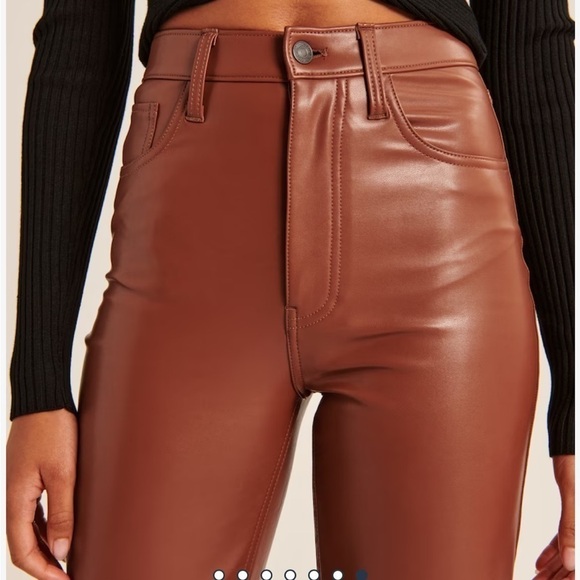 Abercrombie & Fitch Vegan Leather 90s Straight Pant - Picture 2 of 15
